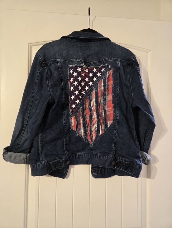 Liverpool Jeans Company Jackets & Blazers - Custom Made Liverpool Denim Jacket with American Flag Patch